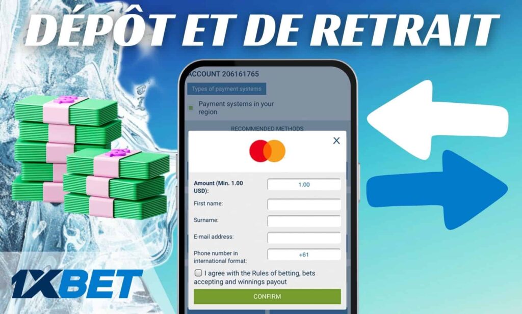 1xBet Mali applicatin Méthodes de dépôt et de retrait